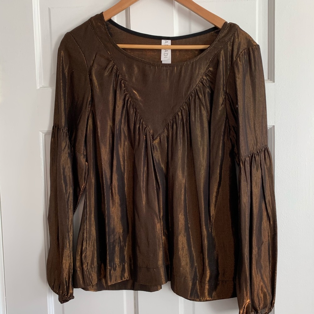 Anthropologie Bronze Shimmer Top